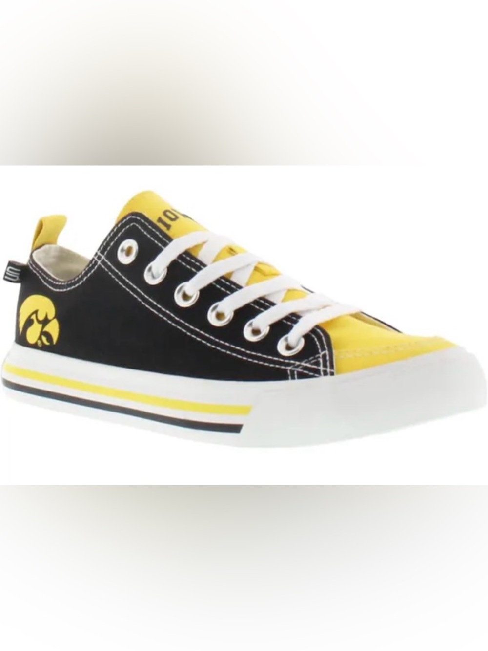 Iowa Hawkeye Canvas Low-Top Sneakers 8 Yellow Black Sporty Athletic Casual